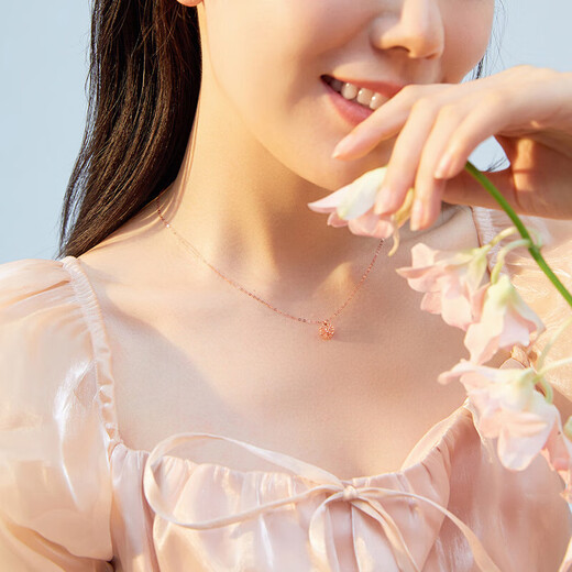 Saturday blessing red 18K gold necklace love gold necklace birthday gift C069521 red 18K gold 40+5cm