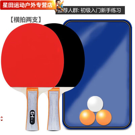 Bai Chao Samsung table tennis racket finished double racket 2 pack beginner training set student adult competition racket 20 table tennis balls