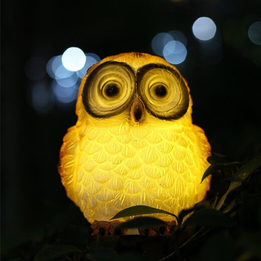 Shiyan Solar Garden Light Creative Simulation Zoo Forest Ornament Garden Landscape Light Outdoor Waterproof Decorative Light White Round Owl