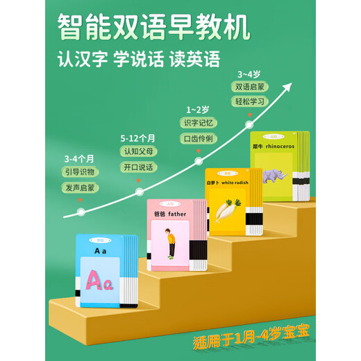 凯蒂奥儿童宝宝早教机卡片0-3-6岁双语英语有声识字玩具插卡学习机 【顶配蓝】210+双语读物卡片 升级充电款+带线【库存仅剩989件