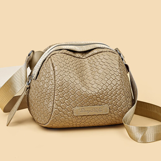 
CHIOZZAKURUCS genuine counter genuine leather women's shell bag one shoulder crossbody middle-aged mother bag woven versatile 2024 new small bag black