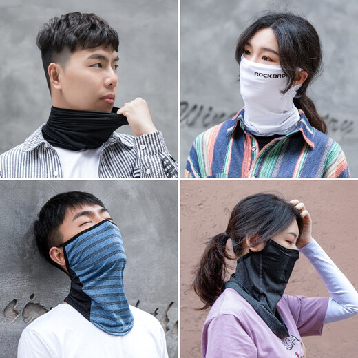 Rock Brothers Warm Mask Windproof Riding Mask Scarf Men and Women Neck Protection Magic Headscarf Autumn and Winter Riding Equipment Ice Silk Sun Protection-Ear-Hanging Porcelain Glaze Black
