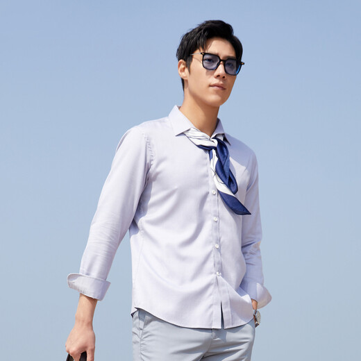 Мужская рубашка YOUNGOR с длинными рукавами, однотонная рубашка без глажки DP, хлопчатобумажная ткань, удобная, приятная для кожи, против морщин, гладкая и простая в уходе, бежевый 42 (180/100A)