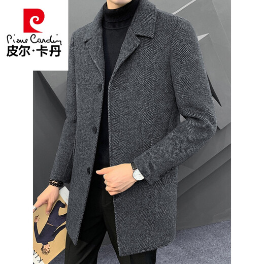 皮尔卡丹双面羊毛呢子大衣男冬季加厚拆卸内胆中长款中青年风衣外套潮 驼色9889 XL