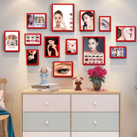 Su Mo Korean semi-permanent poster eyebrows, eyes and lips beauty salon background decorative painting photo frame hanging painting tattoo manicure photo wall black nail style G