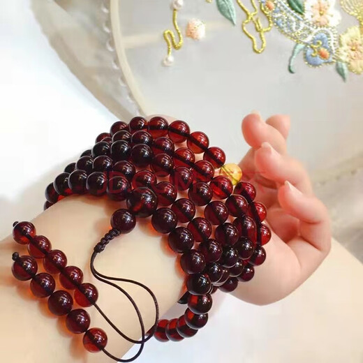 Amber style, one thing, one picture, one certificate, amber bead bracelet, 108 necklaces, men's and women's bracelets, prayer beads, beads, 35.89 g, 8 mm