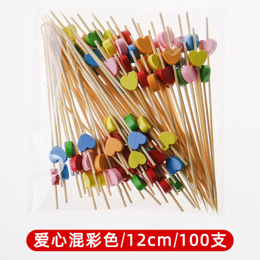 Chuge high-quality disposable fruit fork, good-looking disposable fruit picks, Bobo chicken bamboo sticks, children's fruit plate bamboo sticks 15cm, candy hearts 12cm, 100 pieces/pack