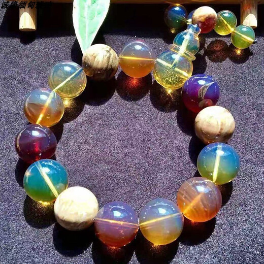 Shiqian Natural Burmese Amber Duobao Bracelet Unoptimized Gold and Blue Blood Amber Bracelet Cave Porcelain White Beeswax Single Circle Bracelet Bead Diameter 15mm