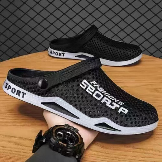 Huili Four Seasons Sommer Neue Lochschuhe Männer tragen nicht rutschfeste, weastresistente Baotou Plastik Strand fahren lässig zwei Gebrauchs-Sandram 3881 Grey Upgrade Garantie 30 Tage 40