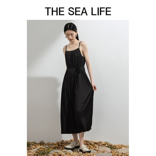 THE SEA LIFE连衣裙女欧海一生轻奢吊带连衣裙秋不含腰带 A12013 微光绿 M