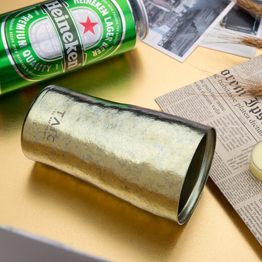 TAIC Titanium Pure Titanium Beer Cup Double-layer Vacuum Water Cup Titanium Cup Juice Cup Milk Cup Coffee Cup Hercules Cup Ultra-light High-end Gift Cup Streamer Gold