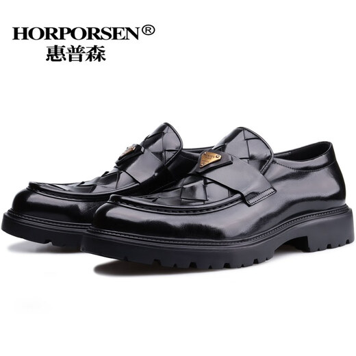 
HORPORSEN/Italian cowhide loafers men's lightweight and comfortable genuine leather men's shoes one foot to sport business casual leather shoes trend black [item number L9910-11-BX1] 40 [Europe size, one size larger]