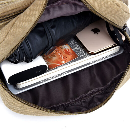 Electrician's bag canvas wear-resistant work thickened hardware one-shoulder electrician's tool bag small cross-body shoulder portable small thickened canvas multi-layered khaki color