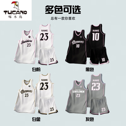 Trajes de baloncesto de entrenamiento de competencia personalizado para hombres Jerseys de universidad para adultos Jerseys American Sports Basketball Jerseys WT719# Platinum (Estilo Americano) L [Altura 155-165cm]