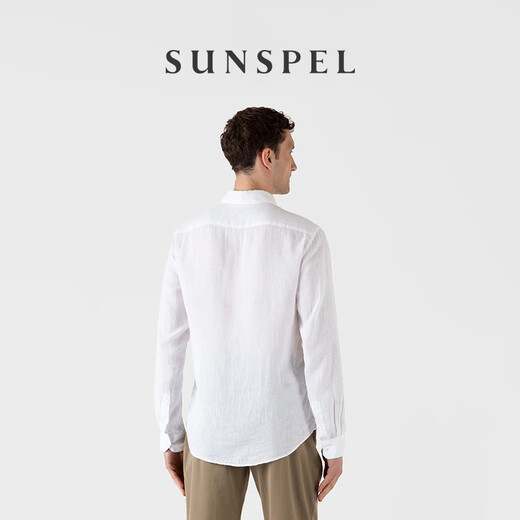 SUNSPEL men's ultra-fine linen long-sleeved shirt lightweight breathable casual commuting spring and summer white M