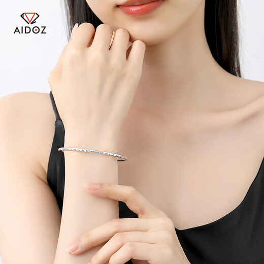 Aido diamond platinum bracelet for women pt950 platinum round bracelet edged plain ring stacked semi-solid thin bracelet inner diameter 56mm weight 7.72g width about 2.5mm