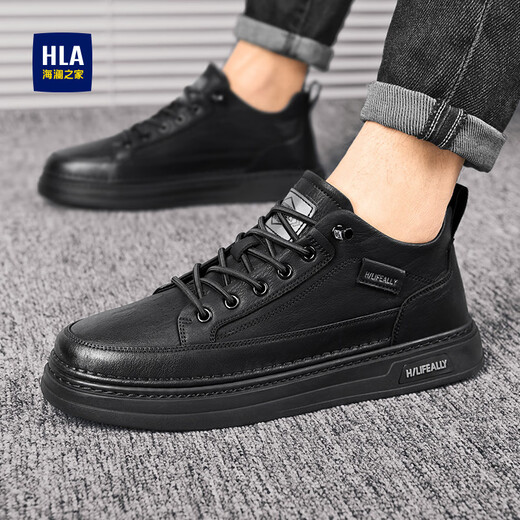 Heilan House (HLA) Men's Shoes Autumn and Winter 2025 New Style Breathable Business Casual Leather Shoes Plus Velvet Warm Temperament Commuting Shoes for Men Black 40