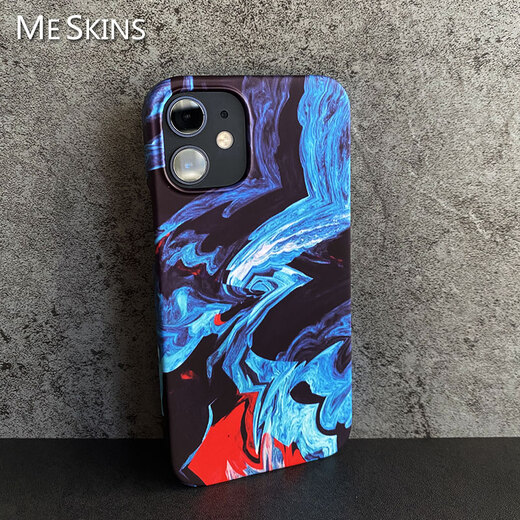 Meskins Original adapté à Apple iPhone16pro Case de téléphone mobile Anti-Fall 15 Encre mate bleu simple Japonais et coréen 13mini Mobile Phone Case 14Promax personnalisé personnalisé Modèle 3897 iPhone12mini