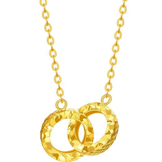 Saturday Lucky Yellow 18K Gold Necklace Interlocking Color Gold Necklace Birthday Gift C0613576 40+5cm