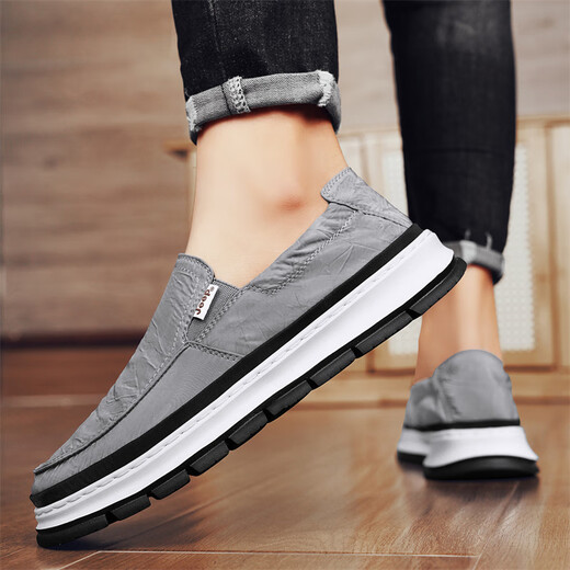 Jeep men's shoes new product breathable one-foot canvas shoes men's lightweight sole casual shoes men's outdoor non-slip lazy shoes gray (sports size) 41
