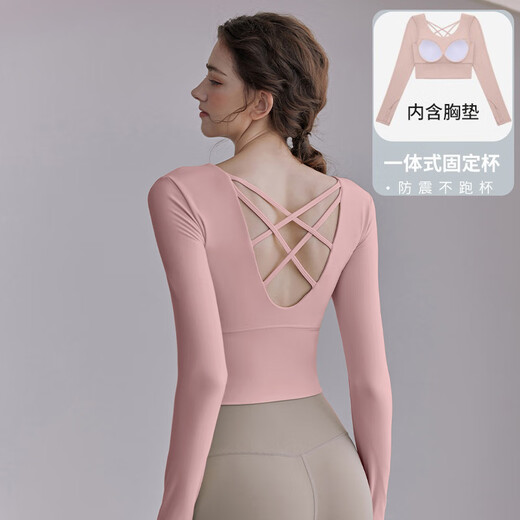 LULULMCCTN nude fitness yoga clothes women's sports tops Pilates professional training with chest pads quick-drying running tights for women black long XL