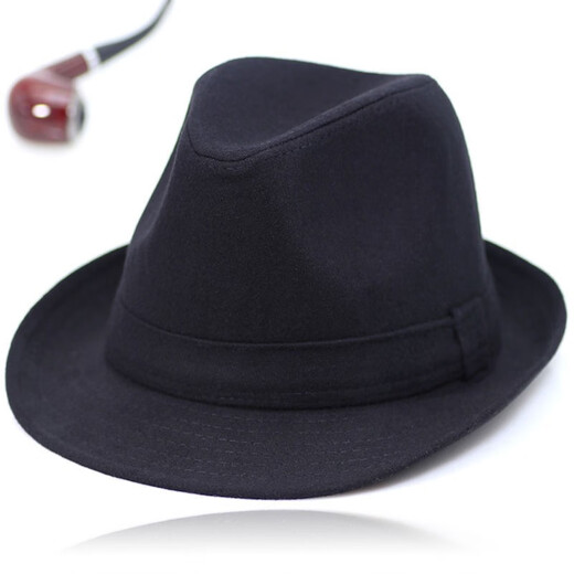 Middle-aged and elderly people's hats woolen British jazz hats spring autumn winter winter men's middle-aged hats men's hats black 59 cm