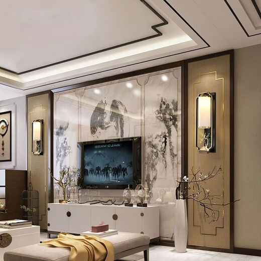 Yaotian New Chinese Plum, Orchid, Bamboo and Chrysanthemum Wall Lamp Chinese Style Living Room TV Background Wall Lamp Corridor Aisle Bedside Lamp Orchid Large