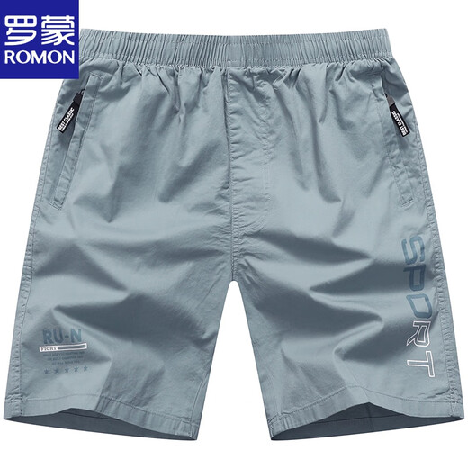 ROMON solid color shorts men wear casual big shorts for summer sports outside, cotton, outdoor five-point pants, trendy beach pants 9227 dark blue XL 135-155Jin [Jin equals 0.5 kg]