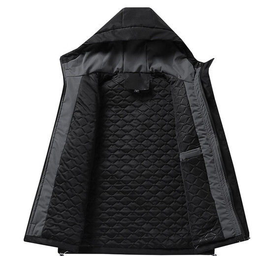 Karls large size men's jacket men's spring, autumn and winter velvet work jacket plus fat plus fat loose casual trendy brand cotton coat black (velvet thickening) 5XL (200-219Jin Jin is equal to 0.5 kg)