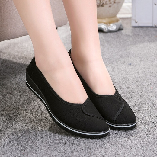 Gebiao nurse shoes women's white old Beijing cloth shoes wedge heel hospital beauty salon small white shoes tendon bottom work casual shoes white 37