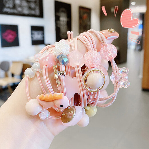 
Ouyu girls' hair loop rubber band headdress hair clip princess baby hair rope tie hair rubber band girl's head rope hair accessories B1803 pink planet
