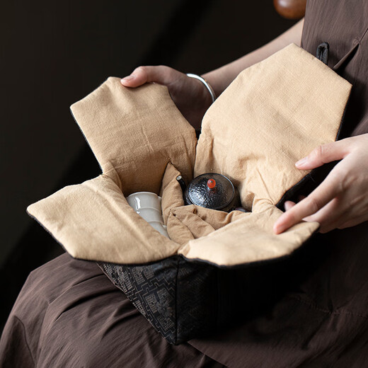 Резная ароматная облачная пряжа, утолщенная сумка для хранения из хлопка и льна, дорожная сумка, тканевая сумка, чайник, ярмарочная чашка, чайный сервиз, чайная чашка, портативная тканевая сумка, парчовая сумка для хранения чайного сервиза 14108