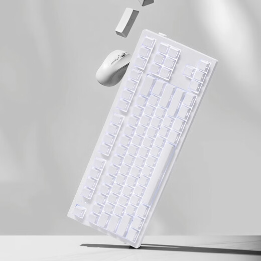 
Belly spirit mk870pro blackberry side engraving mechanical keyboard Bluetooth wired wireless customized computer game silent office [three-mode] white surface Pro + pure white side engraving tea scroll 87 keys