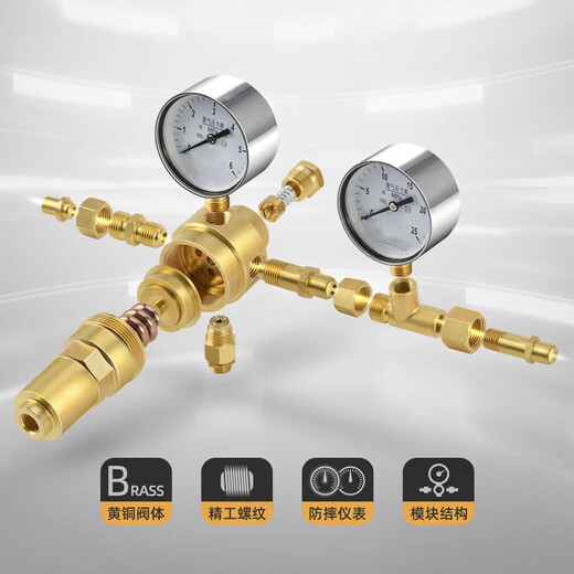 Keruicai Laboratory High Pressure Nitrogen Pressure Reducer 370 Copper Pressure Reducer Air Conditioning Pressure Customizable Nitrogen 370 Pressure Reducer (10-25MPa) 15919