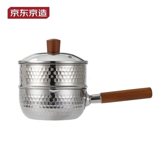 Jingdong-made hammered stainless steel snow pan small milk pot steamer soup pot baby food pot with lid and steamer drawer 20cm Jingdong-made hammered stainless steel snow pan small milk pot steamer soup pot baby food pot with lid and steamer drawer 20cm