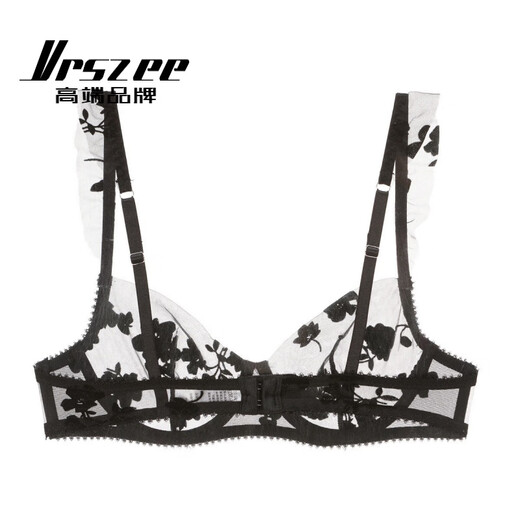 
VRSZEE high-end brand underwear for women with thin embroidered lace bra set on bra tempting underwear bikini black suit 85C