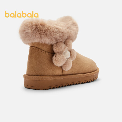 Balabala children's snow boots plus velvet and thickened girls' cotton boots winter mid-calf boots are non-slip, sweet and warm