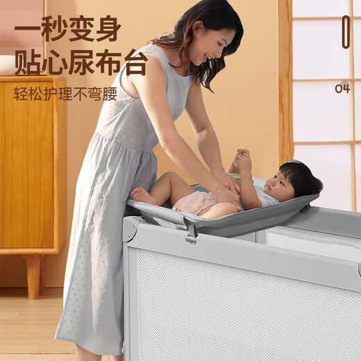 ULOP one-click folding crib multi-functional bed removable splicing baby bed 0-3 years old newborn baby rocking bed cradle crib-removable and washable flagship model
