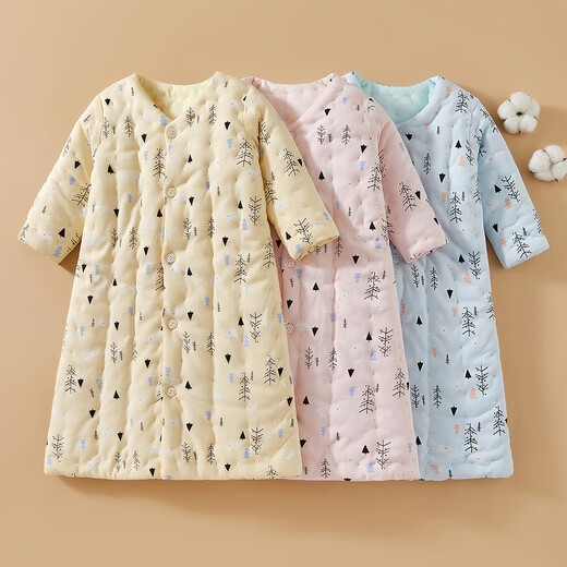 Mianguduo Children's Handmade Pure Cotton Sleeping Bag Thickened Anti-Kick Quilt Large Children's Pajamas Autumn and Winter Baby Sleeping Home Clothes Lan Xiaoshu 120 Code
