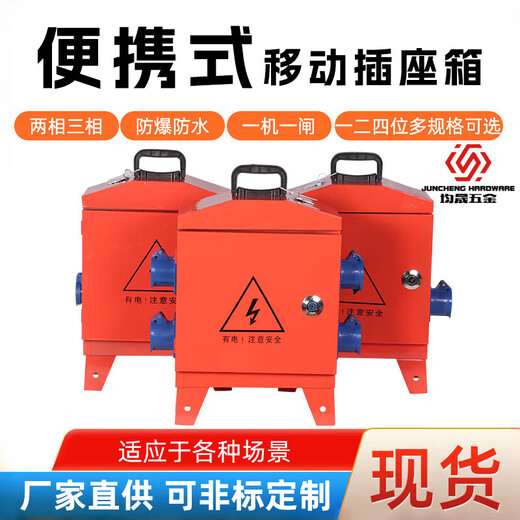 立始临时移动小电箱工地三级配电箱装修手提带漏保工业防爆水220v380v 两相四位工业插座电箱全空开款