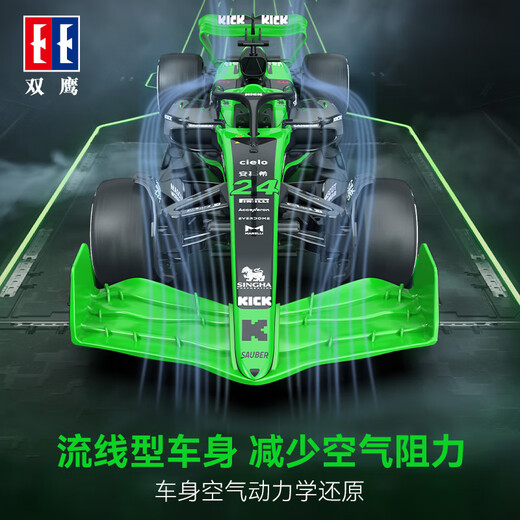 DOUBLE E双鹰遥控玩具跑车F1索伯车队赛车C44成人高难度男孩玩具礼物收藏 E733-001绿色