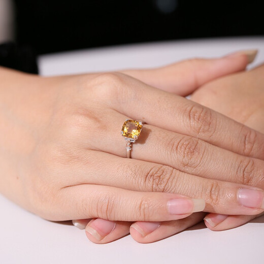 GEM STONE KING 3 carat citrine ring 925 silver 10K gold two-color gemstone ring as a birthday gift for your girlfriend, US No. 5