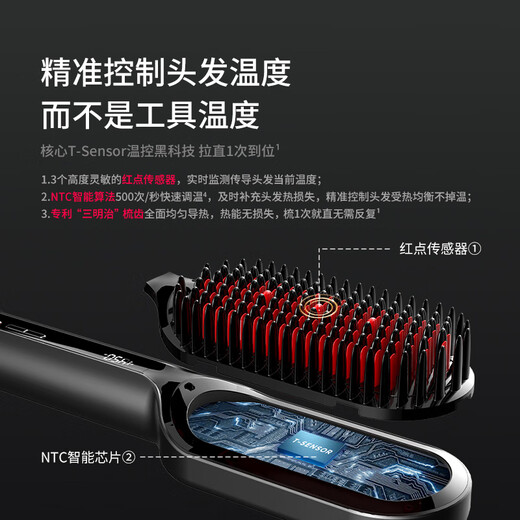 TYMO New Year's gift Large iron hair straightening comb 500 million negative ion hair care straight plate clip with precise temperature control and no damage to hair LED screen high top of the skull to improve frizz and roughness Suitable for sofas