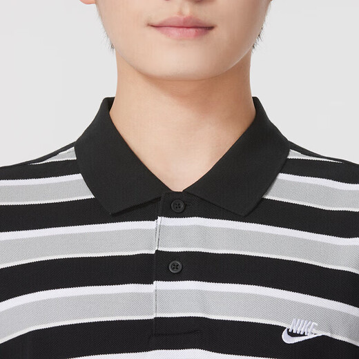 耐克（NIKE）男装 2025夏季新款潮流时尚运动服条纹短袖舒适透气翻领POLO衫 FN3897-010 S