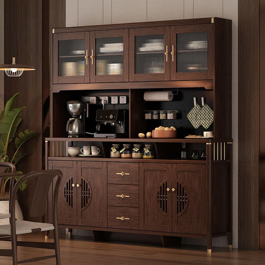 Le nouveau buffet chinois de Yu Meng Xindi avec mur intégré haut intégré en bois massif salon salon de rangement mural armoire de cuisine maison de rangement de rangement de rangement 1505 + 1517 Installation du buff
