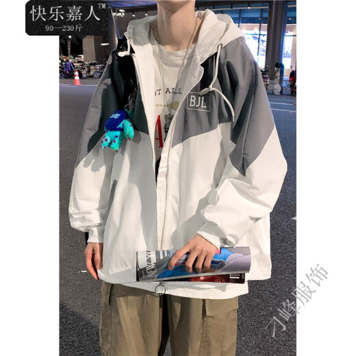格润欧尚外套男潮流痞帅日系夹克ins学生秋季连帽外套男宽松大码夹克 宝蓝色7027 M