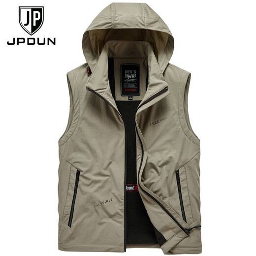 JP autumn and winter men's clothing with velvet vest hooded thick vest horse clip to keep warm 9906 black 3XL (suitable for 170Jin [Jin equals 0.5 kg]-185Jin [Jin equals 0.5 kg])