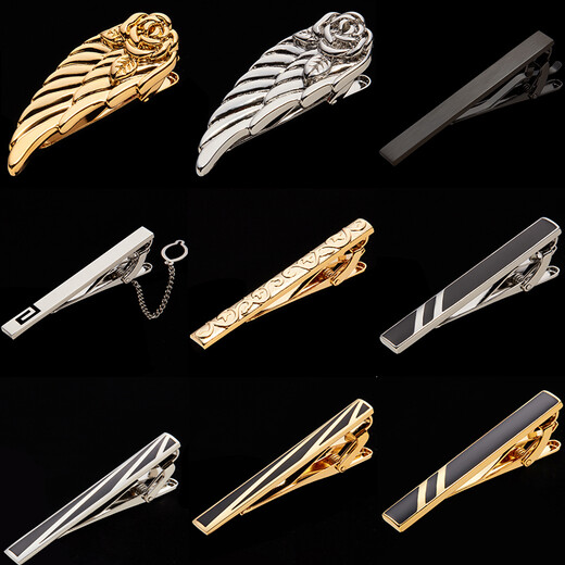 Lie Shang Herren Golden Metal Krawatte Clip formelle Kleidung Einfacher Bräutigam Hochzeitsgeschäft Lotterie Clip -Geschenkbox Engel Golden Wing Krawatte Clip