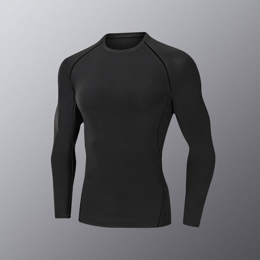 NIUKAILE quick-drying tights men's sports suit spring and summer running training clothes fitness high elastic long-sleeved leggings elite long-sleeved world unparalleled 3XL recommended weight 155-180Jin Jin equals 0.5 kg