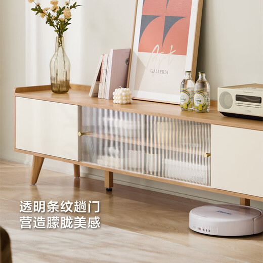 Lin's Home Acrylic Log Style TV Cabinet Coffee Table Solid Wood Feet Floor Living Room Home AC2M TV Cabinet